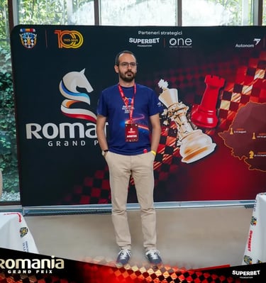 Chess Arbiter Vlad Ghita overseeing the playing hall at Arad Open 2025
