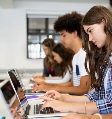 Student learning digital skill at Smart Village Computer Hub