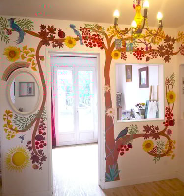 Grand arbre peinture personnalisation de mur salon maison déco intérieure Fresh Fresque Caen France