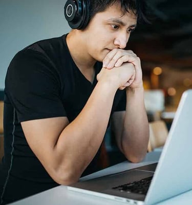 Student being taught meditation on Zoom