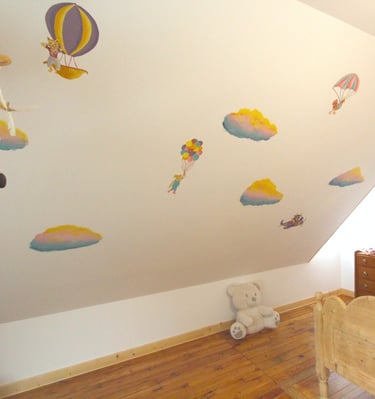 alternative au papier-peint peinture sur mesure selon vos besoins paysage de ciel chambre enfant