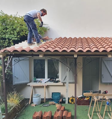 Appentis en bois avec couverture tuiles