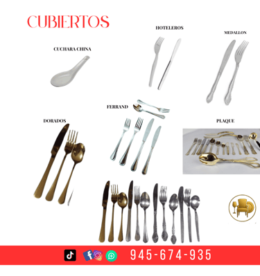 Cubiertos dorados en alquiler