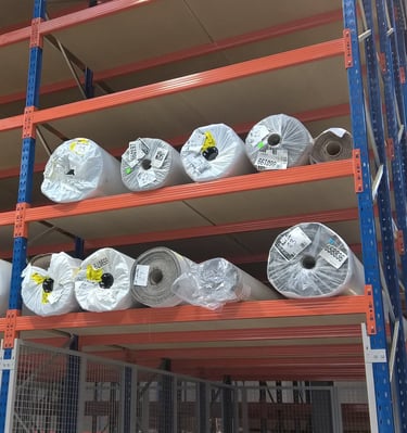 carpet racking storing carpet rolls