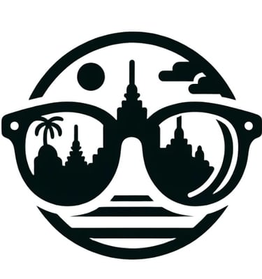 a black and white logo with sunglasses and sunglasses