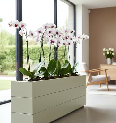 elegant indoor wooden planter painted in grey blue with patio tree made from wood