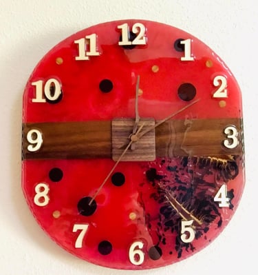 This product is manufactured to order. 13''Modern Epoxy and Wood Wall Clock, Wooden and Epoxy Clock 