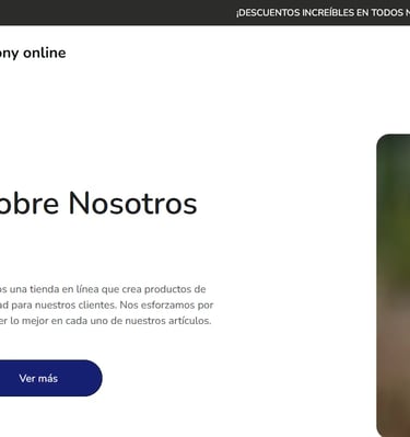 Sobre nosotros se compone de texto, botón y foto de publicidad