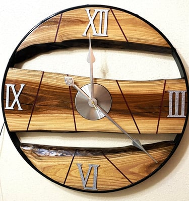 Wooden Wall Art, Metal Wood Wall Clock, Big Wood & Metal Wall Clock