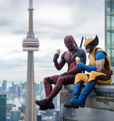 deadpool and wolverine having ice cream