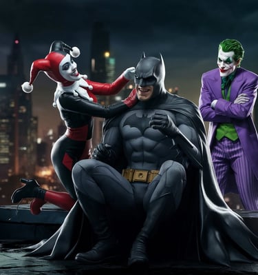 joker jelous of batman and harley quinn having fun together