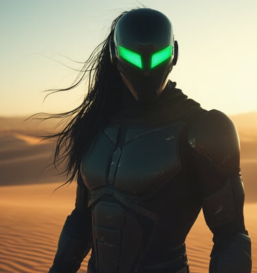 a woman in a green mask mask and green eyes
