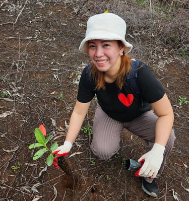 woman planting tree on guam