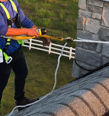 "Fixing leaks in a stone chimney by Profaster Services in Des Moines, IA."