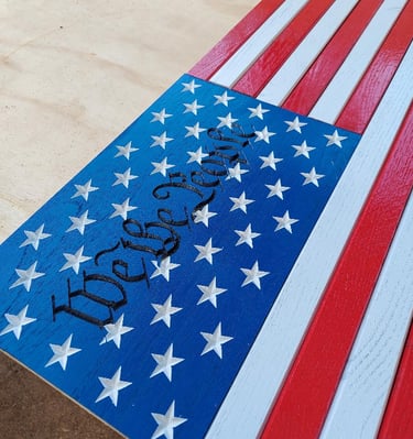 Rustic Wooden CNC Carved American Flag.