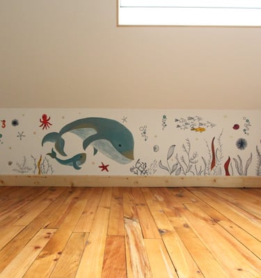 peinture murale alternative au papier peint fresque enfant chambre Vieux Calvados Normandie Fresh