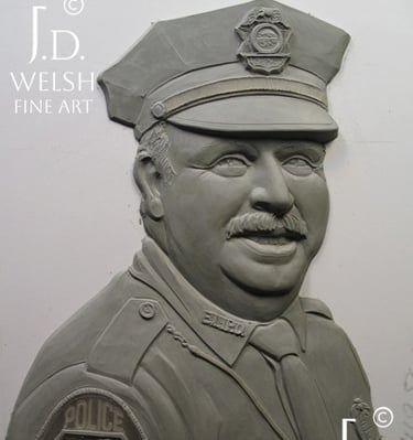 Police Portrait - 12" - clay sculpture - Jeremiah D Welsh