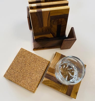 End Grain Luxury Wood Coasters, Coffee Coasters, Beer Coasters, Set of 6