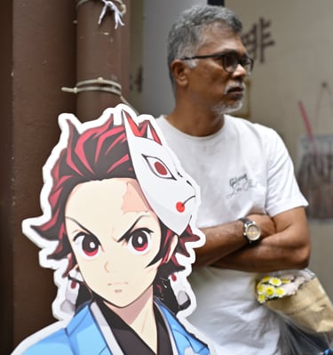 Demon Slayer's Tanjiro Kamado in Ipoh's Concubine Lane? Just a placard for quick selfies