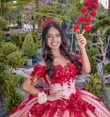 quinceañera en sesion fotografica vivero eden
