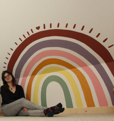 peinture murale en Normandie salle de jeu enfants arc-en-ciel coloré fresque personnalisée clients