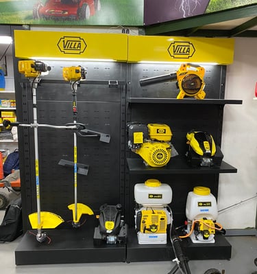 Exhibidor en metal para VILLA. Herramientas. POP de fácil implementación y ágil logística.