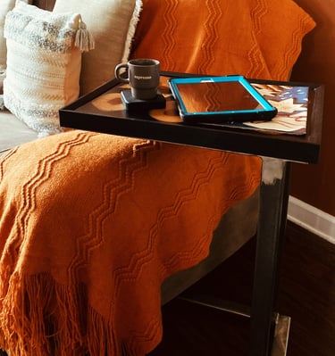 Shaped End Table, Side Table for couch. Sofa table with Metal  Frame for Living Room Bedroom Bedside