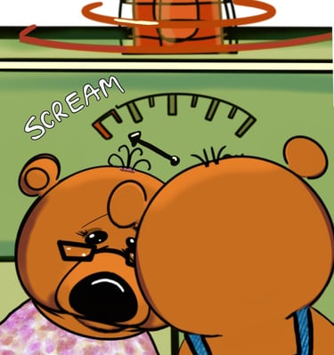 the teddy machine is about to scream