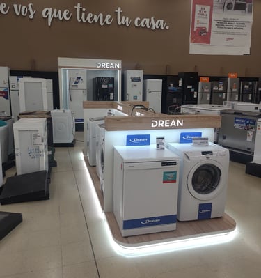 Ambientación para Drean en Hiper Libertad de Rosario. Rebranding.