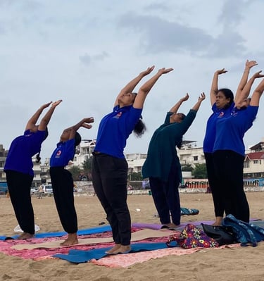 beach yoga class