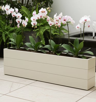 elegant outdoor wooden planter painted in grey blue with patio tree made from wood