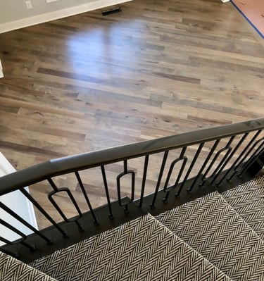 Custom hardwood floor and stairs