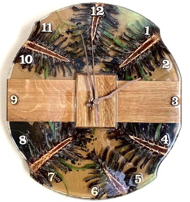 13''Modern Epoxy and Wood Wall Clock, Wooden and Epoxy Clock for Wall, Epoxy Wall Clock, Wooden Wall