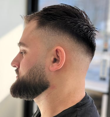 "Professional skin fade and beard grooming at Unlimited Barbershop Etobicoke.