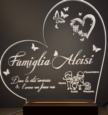 Lampada led in plexiglass personalizzata