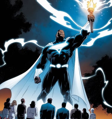 a superhero as a beacon of hope to people