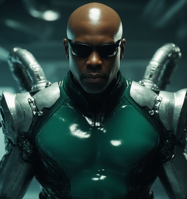 a man in a green suit and sunglasses