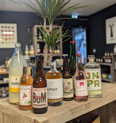 Selection sans alcool, bières, schorle, limonade et apéritifs