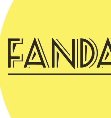custom branding for Fandangles Giftshop bright yellow background with modern text in black