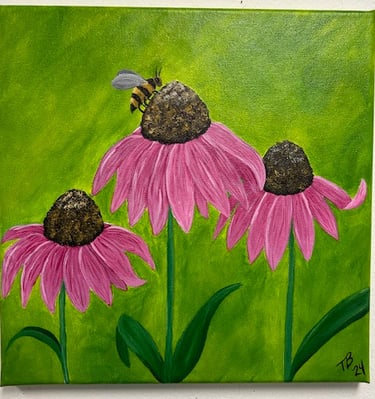 Bee on Pink Flowers