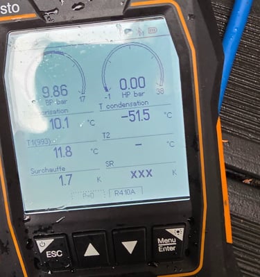 Prise des pressions et températures, surchauffe de 1,7 K.