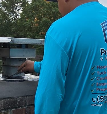 "Preventive maintenance on a chimney by Profaster Services in Des Moines."