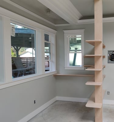 custom trim work with shelves