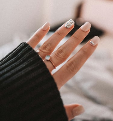a woman's hand with a ring on her finger