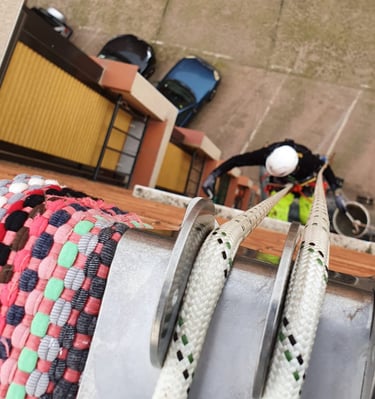 a man is working in a building