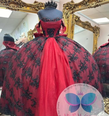 red Quinceanera Dress Made Exclusive for Alamo Bridal In San Antonio TX. Quince Dream Dress