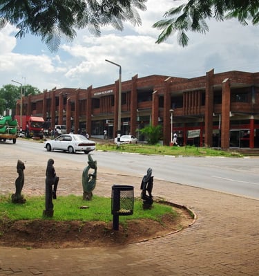 Victoria Falls shopping center only a 5 minute walk from Tabona House lodge.