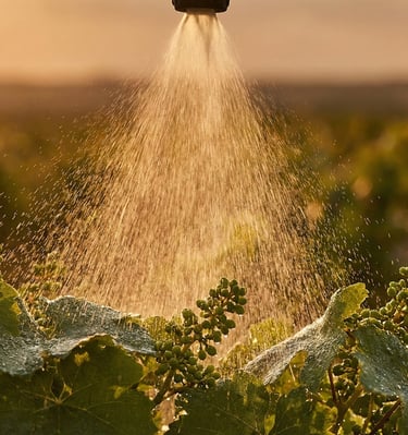KWRYO, fumigación con dron a viñedo