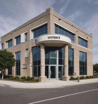 The exterior of Victory Healthcare Resources building with clear signage on a calm afternoon.