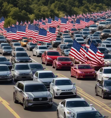 A close-up of a Team Maga banner hanging outside a community center.